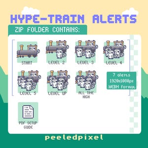 Raccoon Hype Train Alert Pack | Animated Pixel Raccoon Bundle | Stream Animal Overlay Assets | 7x Alerts image 2