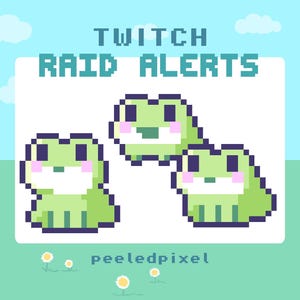 Frog Twitch Raid Alert Pack | Cute Animated Pixel Frog Bundle | Stream Animal Raid Overlay Assets | 3x Alerts