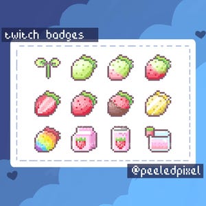 Strawberry Badges for Twitch/YouTube/Discord | Bit Badges | Twitch Sub Badges | Stream Badges | Discord Roles | Youtube Badges