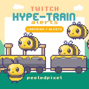 Animated Pixel Bee Hype Train Alerts: Twitch Stream Overlay (7x .WEBM Files)(PDF Guide Included)