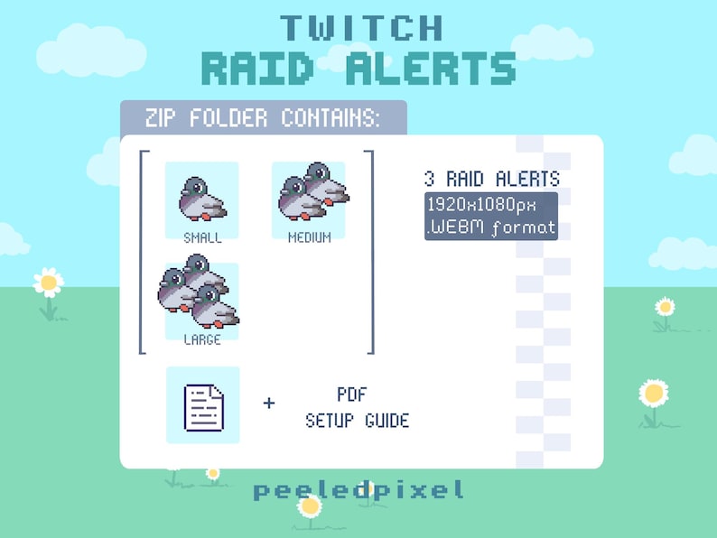 Pigeon Twitch Raid Alert Pack | Animated Pixel Bird | Stream Animal ...