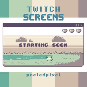 Frog Twitch Screen Pack | Cute Animated Pixel Frog Screens | 4x Screens