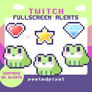 Frog Fullscreen Alert Pack | Animated Pixel Frog Bundle | Stream Animal Overlay Assets | 8x Alerts