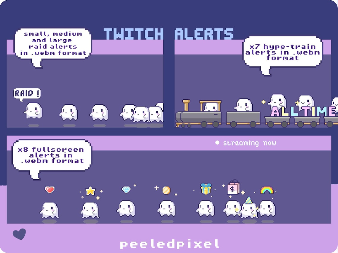 Ghost Twitch Streaming Pack; Contains Badges, Panels, Screens, Alerts ...