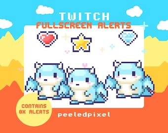 Dragon Fullscreen Alert Pack | Animated Pixel Dragon Bundle | Stream Animal Overlay Assets | 8x Alerts