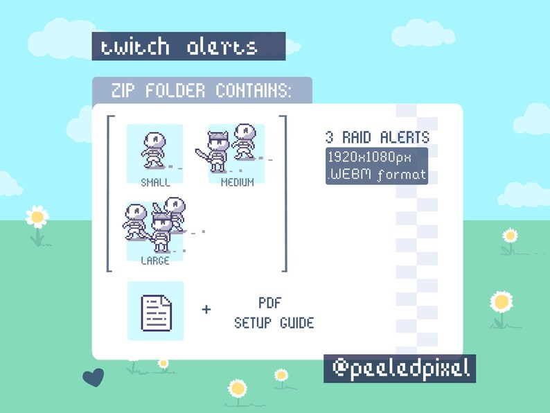 Skeleton Twitch Raid Alert Pack | Cute Animated Pixel Skeleton Bundle ...