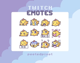 Fish Emotes x 12 for Twitch & Discord Emote | Fish Twitch Emote Pack, Discord Emote Pack, Fish Emotes Bundle | Ready to Use