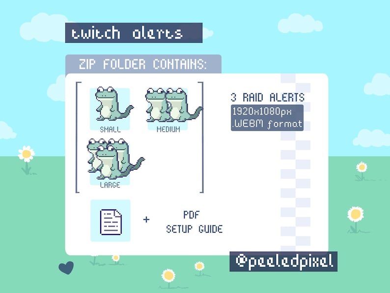 Lizard Twitch Raid Alert Pack | Cute Animated Pixel Lizard Bundle ...