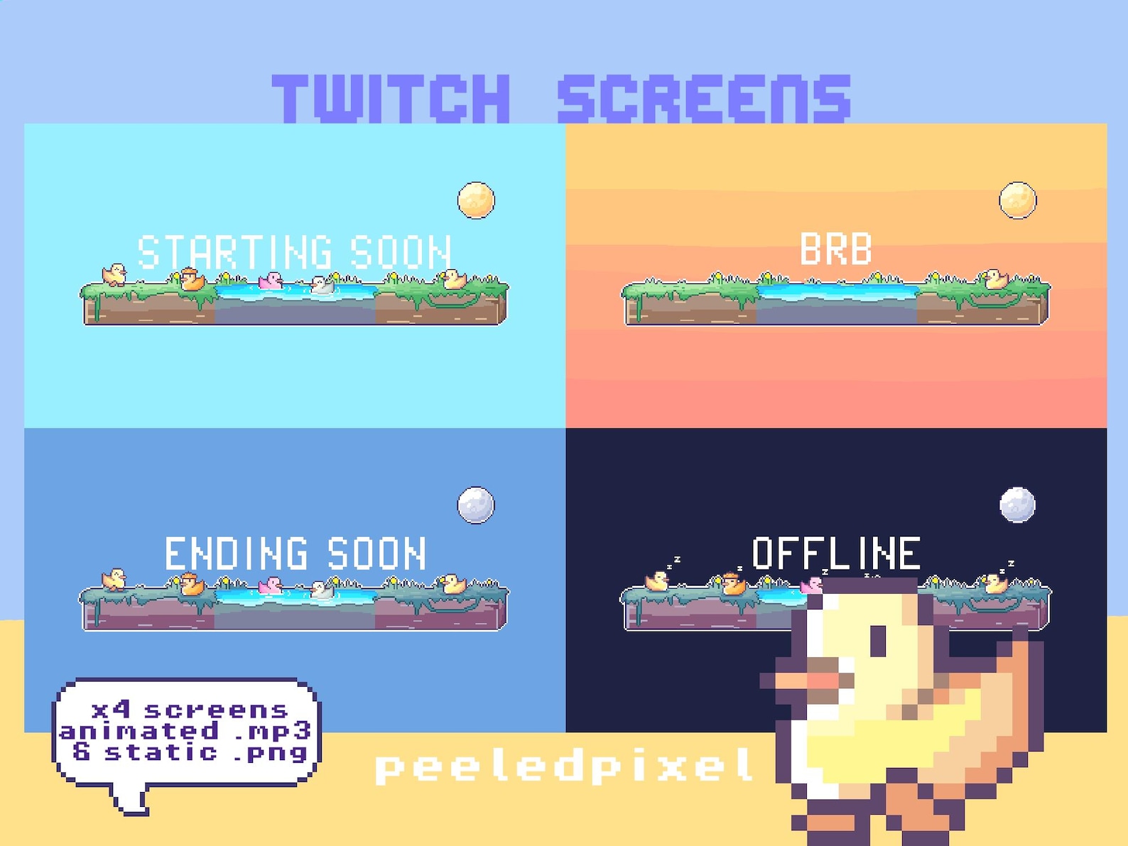 Duck-themed Full Twitch Streaming Pack; Contains Badges, Panels ...