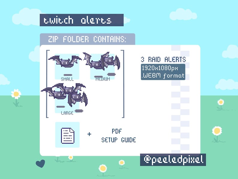 Bat Twitch Raid Alert Pack | Cute Animated Pixel Bat Bundle | Stream ...