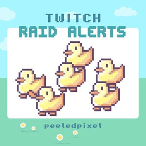 Duck Twitch Raid Alert Pack | Cute Animated Pixel Duck Bundle | Stream Animal Raid Overlay Assets | 4x Alerts