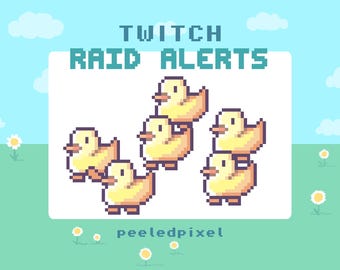 Duck Twitch Raid Alarm Paket | Niedliches animiertes Pixel Enten Bündel | Tier Raid Overlay Objekte | 4x Alarme