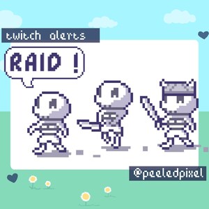 Skeleton Twitch Raid Alert Pack | Cute Animated Pixel Skeleton Bundle ...