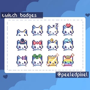 White Cat Badges for Twitch/YouTube/Discord | Bit Badges | Twitch Sub Badges | Stream Badges | Discord Roles | Youtube Badges