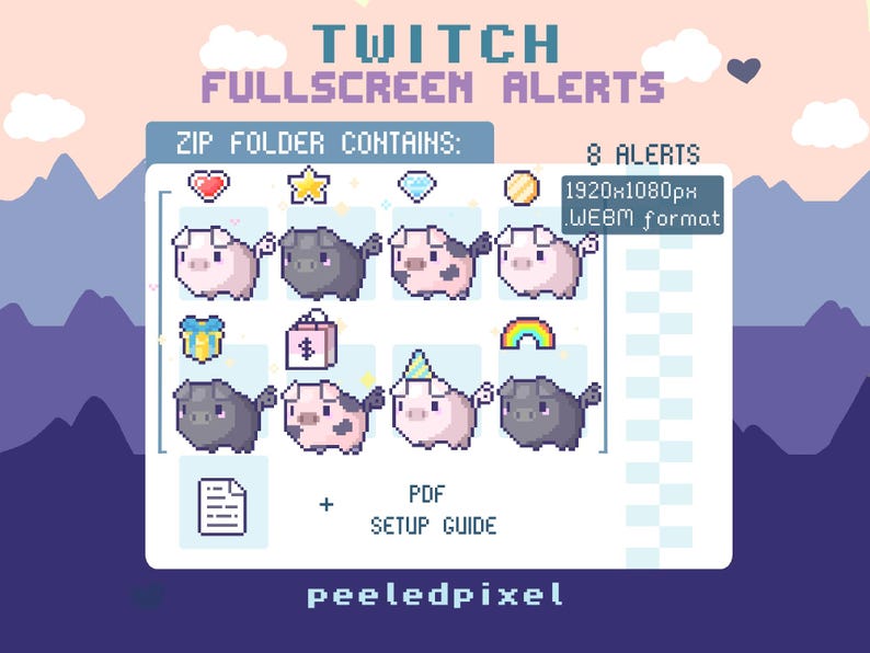 Pig Fullscreen Alert Pack | Animated Pixel Pig Bundle | Stream Animal ...