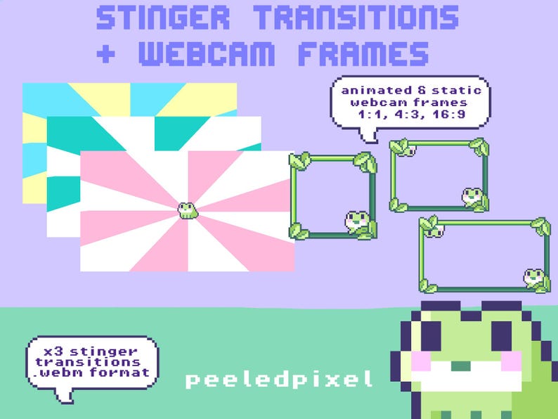 Frog-themed Full Twitch Streaming Pack; Contains Badges, Panels ...
