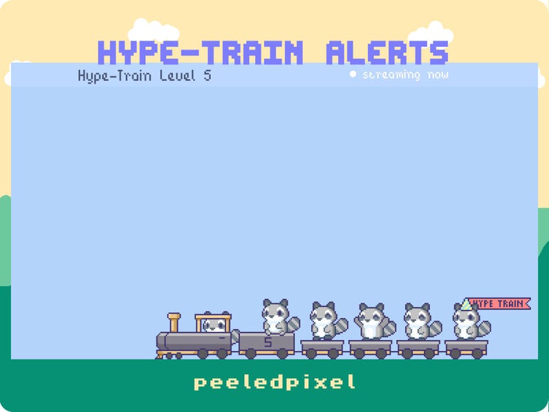 Raccoon Hype Train Alert Pack | Animated Pixel Raccoon Bundle | Stream Animal Overlay Assets | 7x Alerts image 6