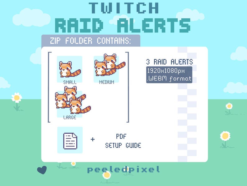 Red Panda Twitch Raid Alert Pack | Animated Pixel Bundle | Raid Overlay ...