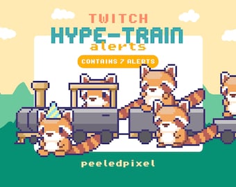Alertas de hype do Panda Vermelho em pixel art: Overlay para transmissões na Twitch (7 arquivos .WEBM)