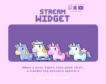 Publiekswidget Wandering Unicorn | Interactieve widget voor Twitch, Kick, YouTube Live | OBS en StreamLabs | Stroomelementen