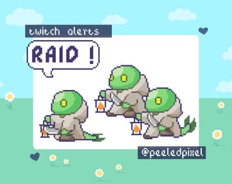 Tonberry Twitch Raid Alert Pack | Cute Animated Pixel Tonberry Bundle | Stream Animal Raid Overlay Assets | 3x Alerts