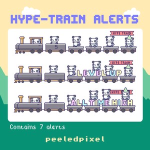 Alertes animées Pixel Panda Hype Train : superposition de flux Twitch (7 fichiers .WEBM) (guide PDF inclus) image 8