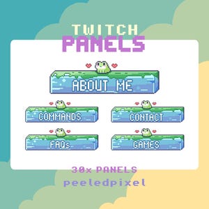ストリーマー向けカエル型Twitchパネル - 即時ダウンロード/すぐに使えるPNG形式（透明背景）