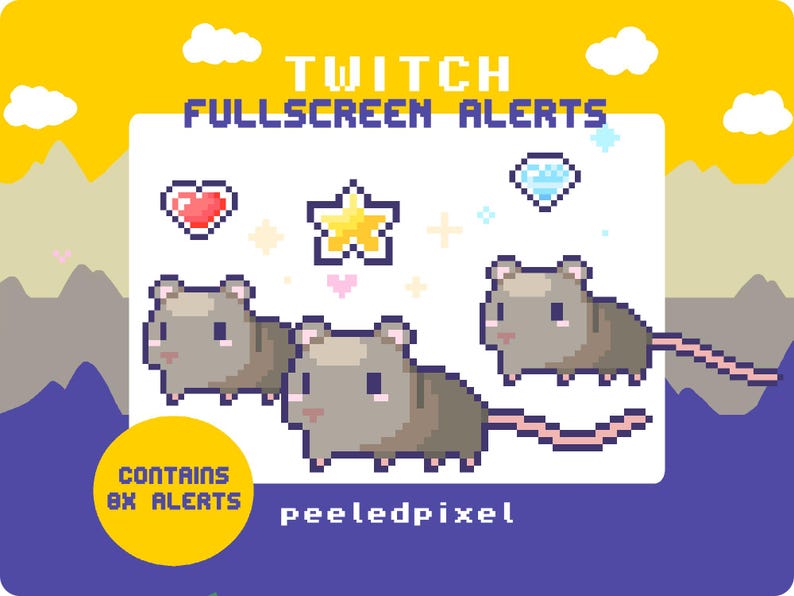 Rat Alert Rat Fullscreen Alert Pack | Animated Pixel Animal Bundle | Overlay ...