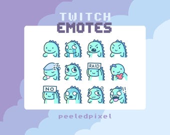 12 Emotes de Dinossauro para Twitch e Discord | Pacote de Emotes de Dinossauro para Twitch, Pacote de Emotes para Discord, Pacote de Emotes de Dinossauro | Pronto para usar