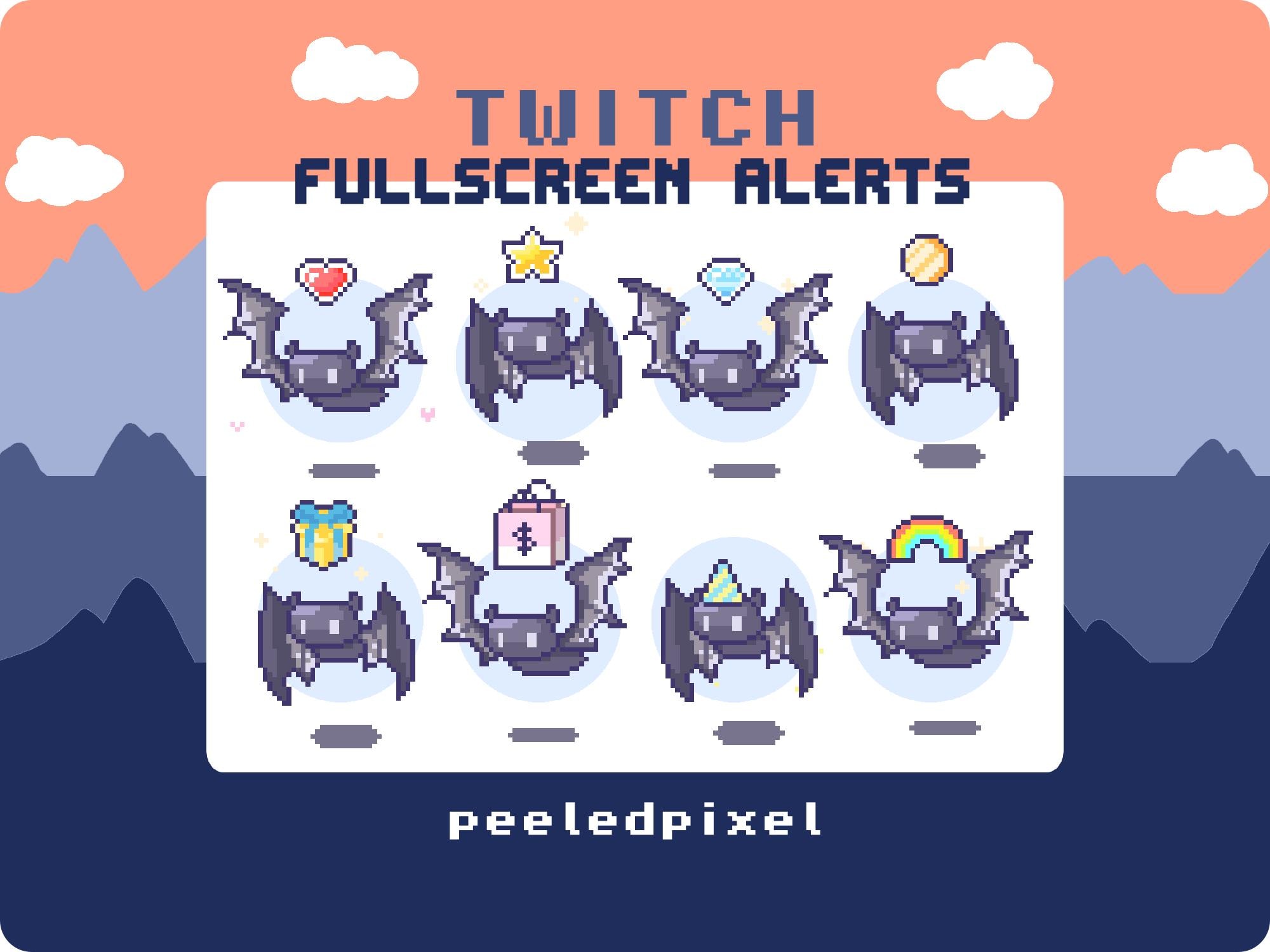 Bat Fullscreen Alert Pack | Animated Pixel Bat Bundle | Stream Animal ...