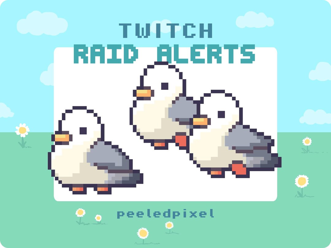 Seagull Twitch Raid Alert Pack | Animated Pixel Bird | Stream Animal ...