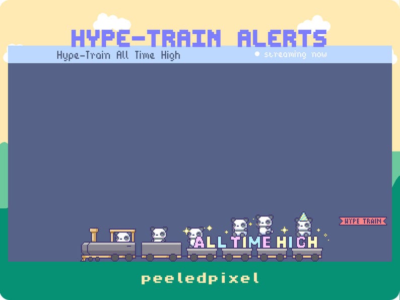 Alertes animées Pixel Panda Hype Train : superposition de flux Twitch (7 fichiers .WEBM) (guide PDF inclus) image 7
