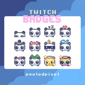 Badges panda pour Twitch/YouTube/Discord | Badges à embouts | Badges d'abonnés Twitch | Badges de diffusion | Rôles Discord | Badges Youtube