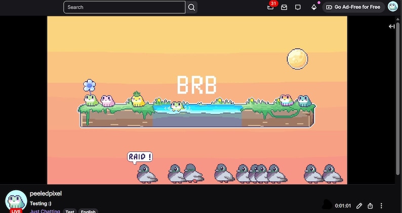 Pigeon Twitch Raid Alert Pack | Animated Pixel Bird | Stream Animal ...
