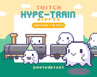 Ghost Hype Train Alert Pack | Cute Animated Pixel Ghost Bundle | Stream Animal  Overlay Assets | 7x Alerts