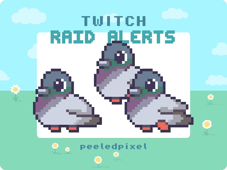 Pigeon Twitch Raid Alert Pack | Animated Pixel Bird | Stream Animal ...