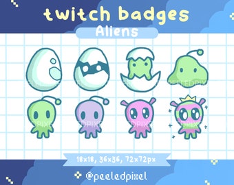 Alien Twitch Badges for Twitch/YouTube/Discord | Bit Badges | Twitch Sub Badges | Stream Badges | Discord Roles | Youtube Badges