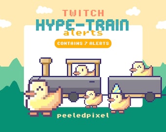 Duck Hype Train Alert Pack | Cute Animated Pixel Duck Bundle | Stream Animal Overlay Assets | 7x Alerts