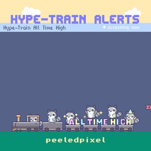 Raccoon Hype Train Alert Pack | Animated Pixel Raccoon Bundle | Stream Animal Overlay Assets | 7x Alerts image 7