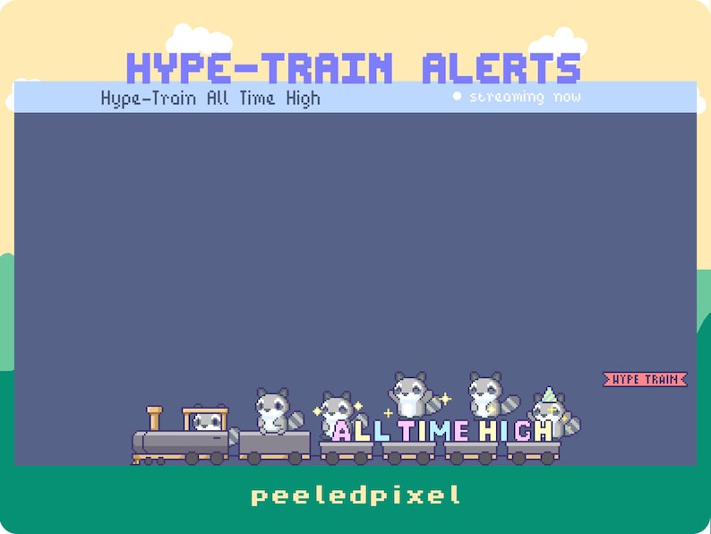 Raccoon Hype Train Alert Pack | Animated Pixel Raccoon Bundle | Stream Animal Overlay Assets | 7x Alerts image 7