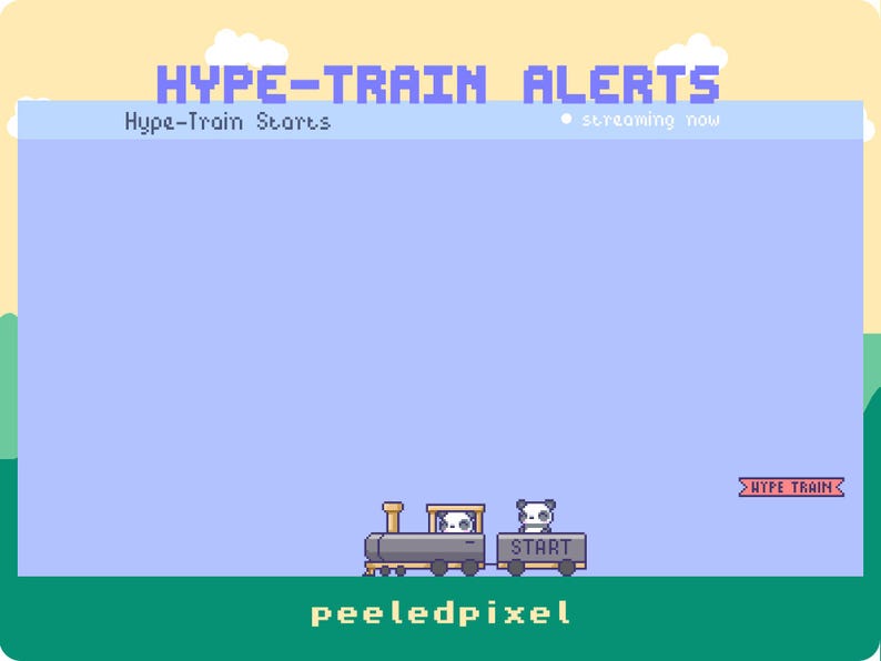 Alertes animées Pixel Panda Hype Train : superposition de flux Twitch (7 fichiers .WEBM) (guide PDF inclus) image 5