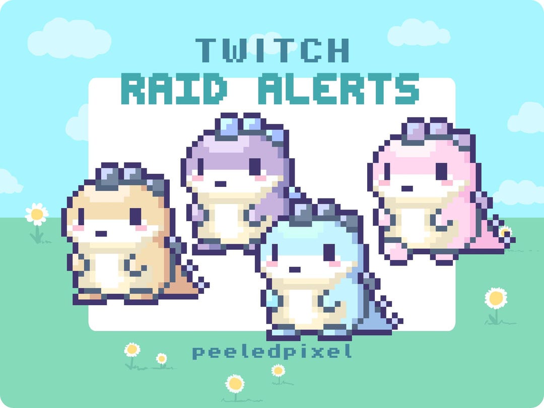 Pastel Dinosaur Twitch Raid Alert Pack: Animated Pixel Stream Overlay ...