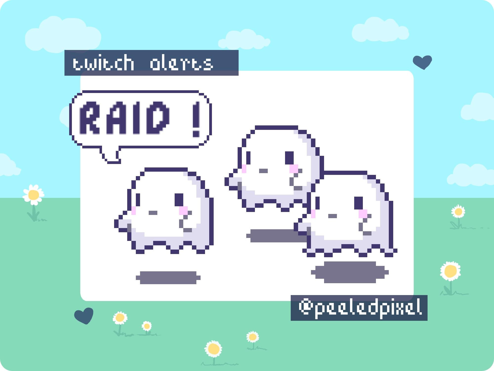 Ghost Twitch Raid Alert Pack | Cute Animated Pixel Ghost Bundle | Stream Animal Raid Overlay Assets | 4x Alerts