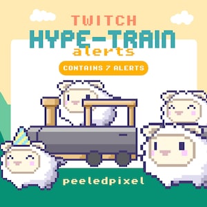 Sheep Hype Train Alert Pack | Animated Pixel Sheep Bundle | Stream Animal Overlay Assets | 7x Alerts