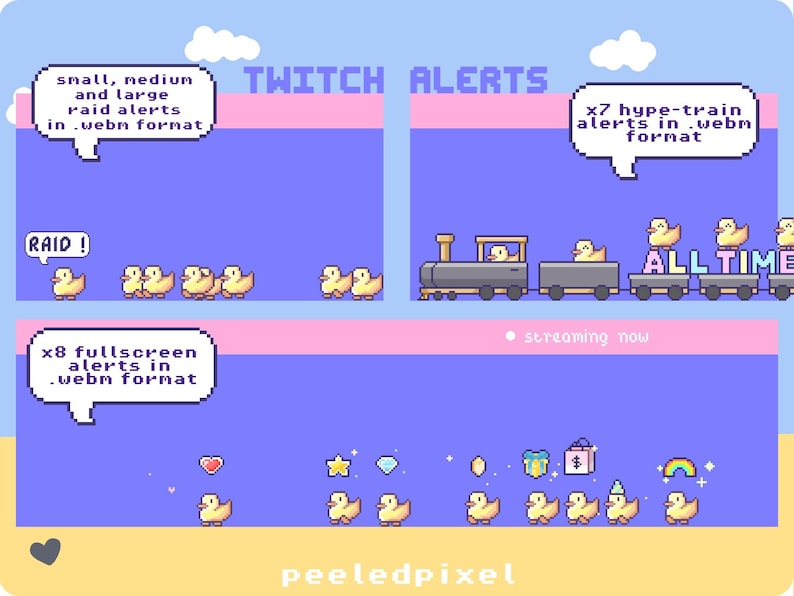 Duck-themed Full Twitch Streaming Pack; Contains Badges, Panels ...