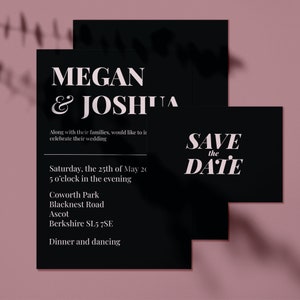 Luxury Black Wedding Invite Minimalist Modern Black and White