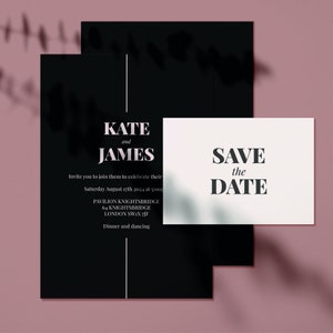 Luxury Black Wedding Invite Minimalist Modern Black and White