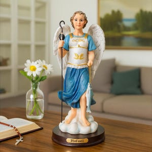 Saint Raphael Statue Estatua del Arcangel San Rafael – Resin Catholic Figurine in 8&quot; & 12&quot; Sizes – Angel of Healing Protection – Religio