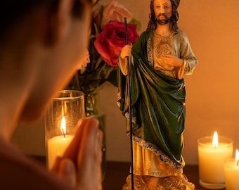 Resin St. Jude Money Statue – Catholic Patron Saint Figurine (8"/12")