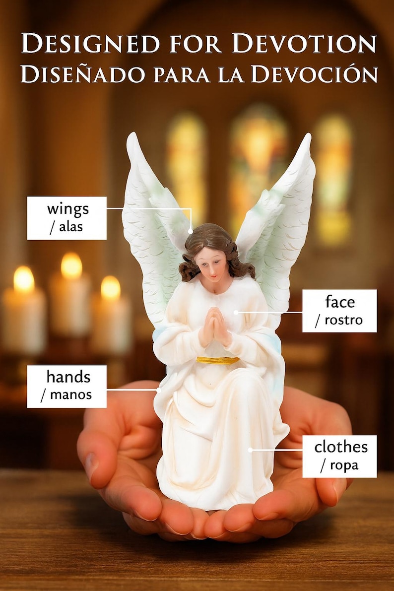 Guardian Angel Statue 10,8 Inch Resin – Catholic Religious Angel ...